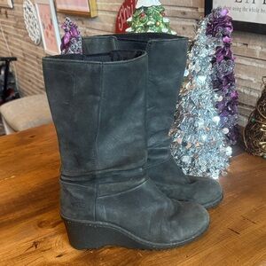 Keen Charcoal Leather Mid-Calf Boots 5.5